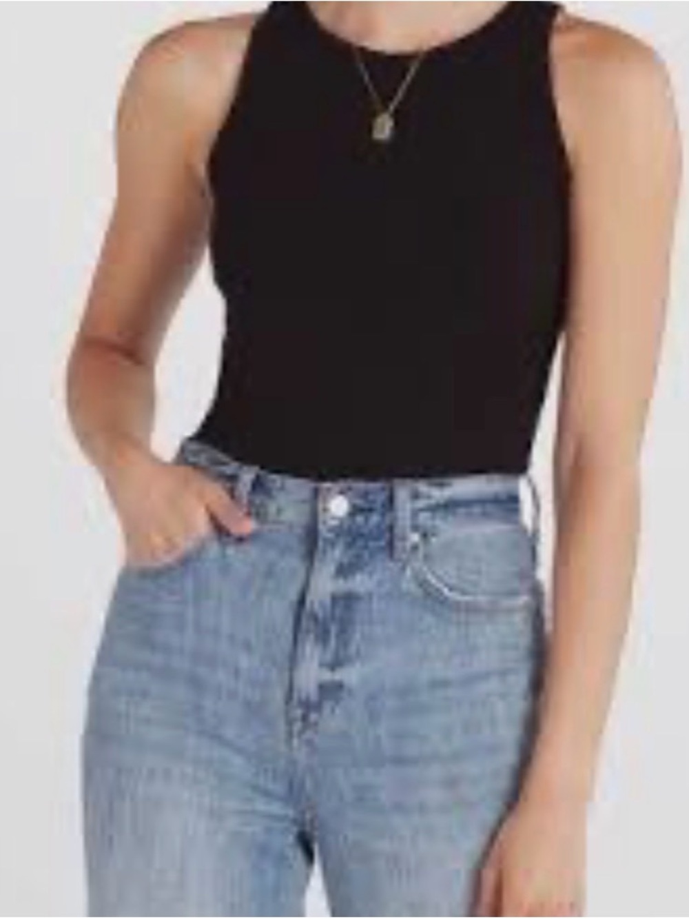Market & Spruce Black Ribbed Scoop Neck 1-piece Snap Crotch Tank Large Arm Holes